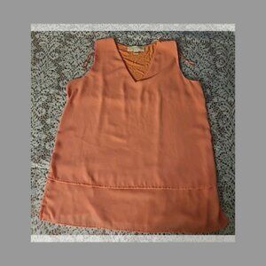Michael Kors Blouse Top Women's Medium Coral Pink Layered Lightweight Flowy Cute